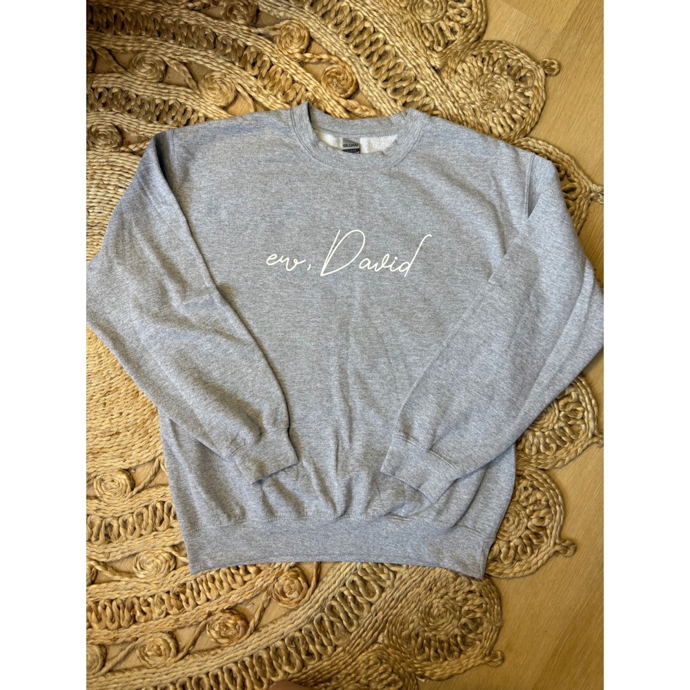 Ew David Schitts Creek Sweatshirt Heather Gray Crewneck Pullover Gildan Womens M